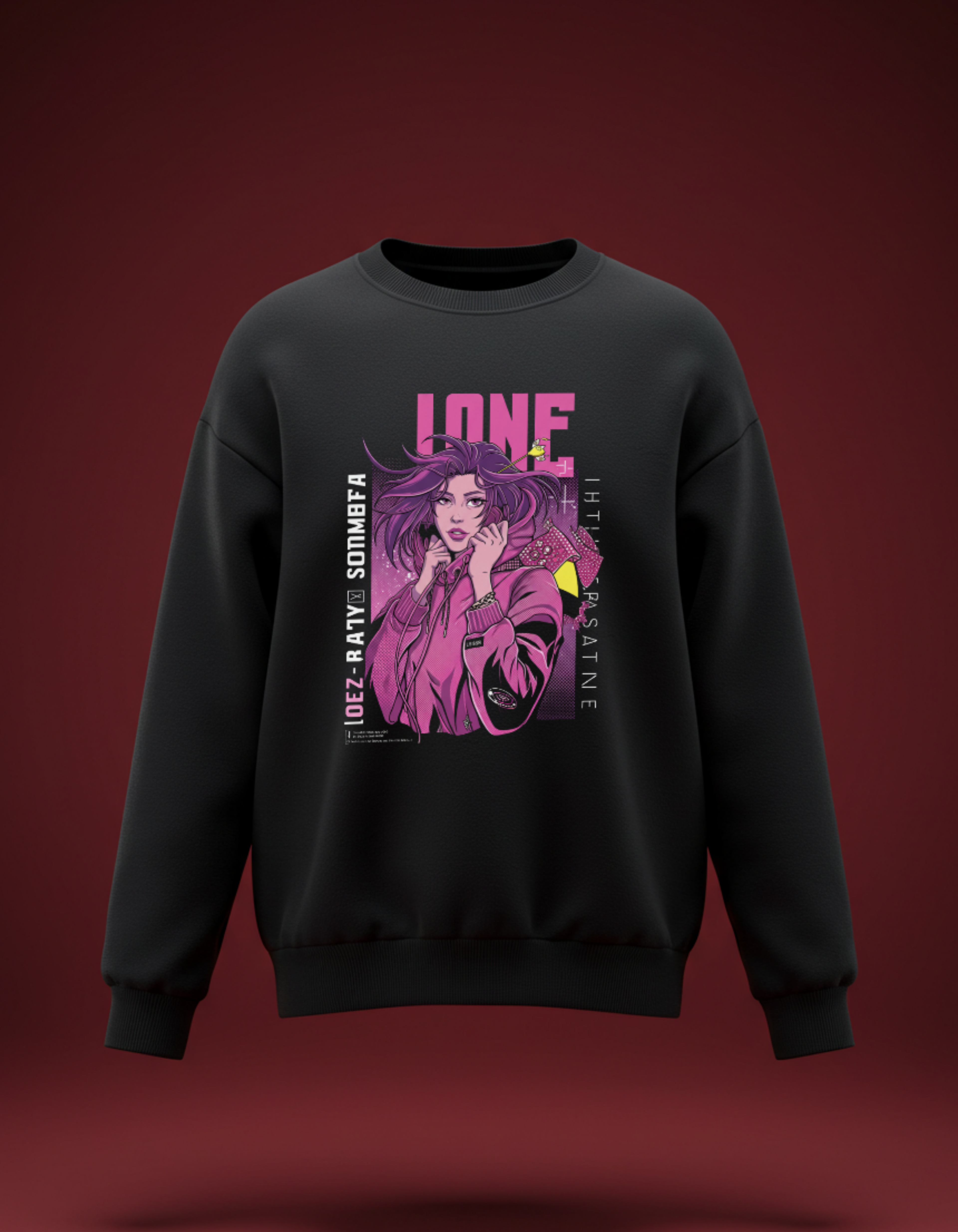 Oversized Anime Girl Graphic Sweatshirt