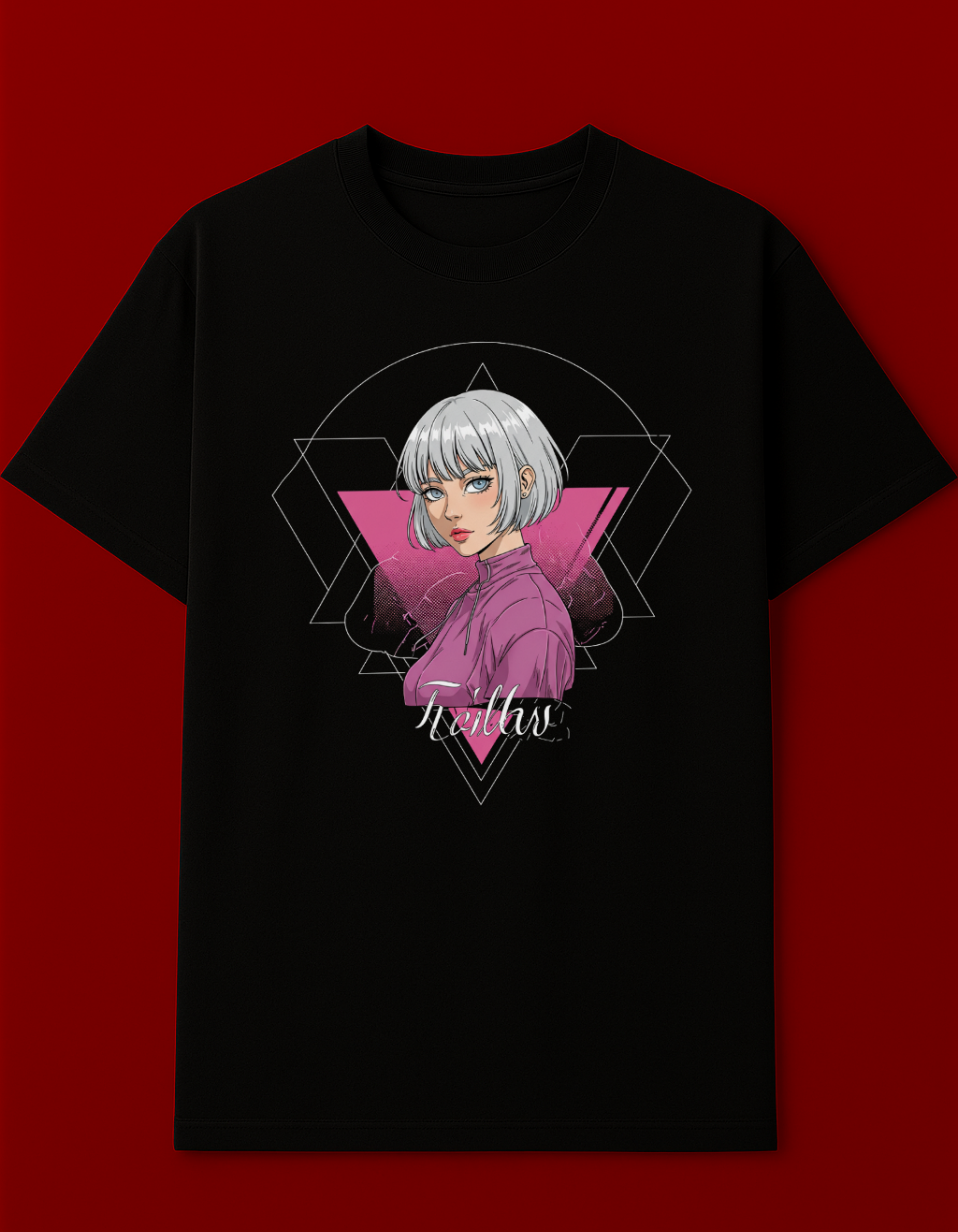 Graphic Oversized T-Shirt with Anime Girl Print