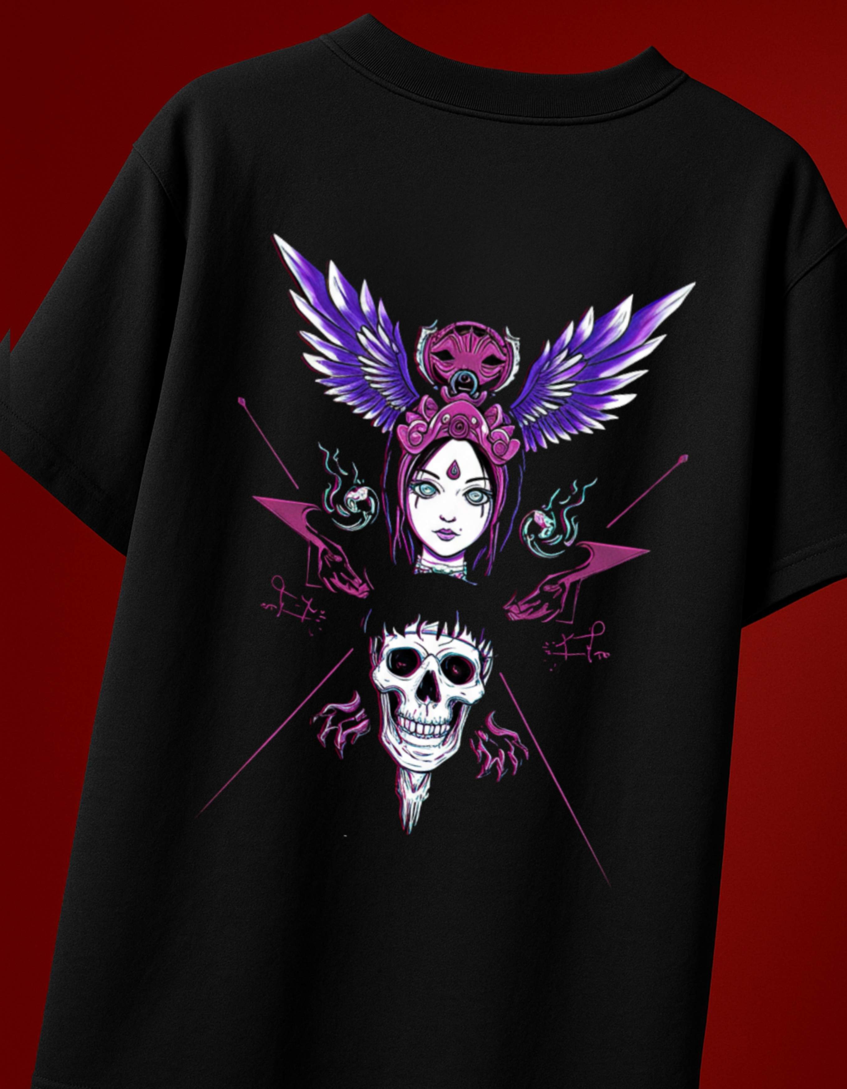 Winged Skull Goddess Oversized T-Shirt