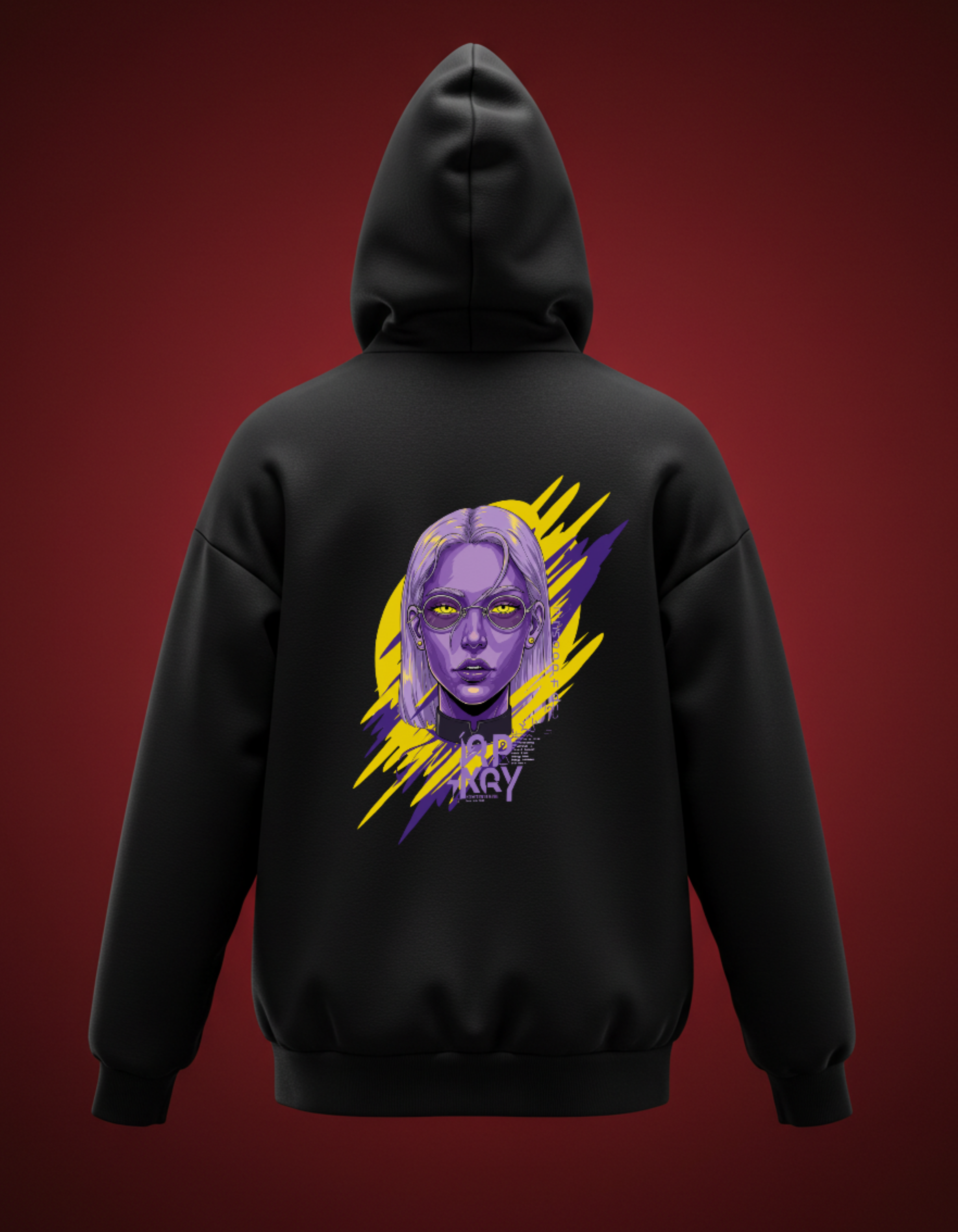 Oversized Hoodie with Purple Anime Graphic