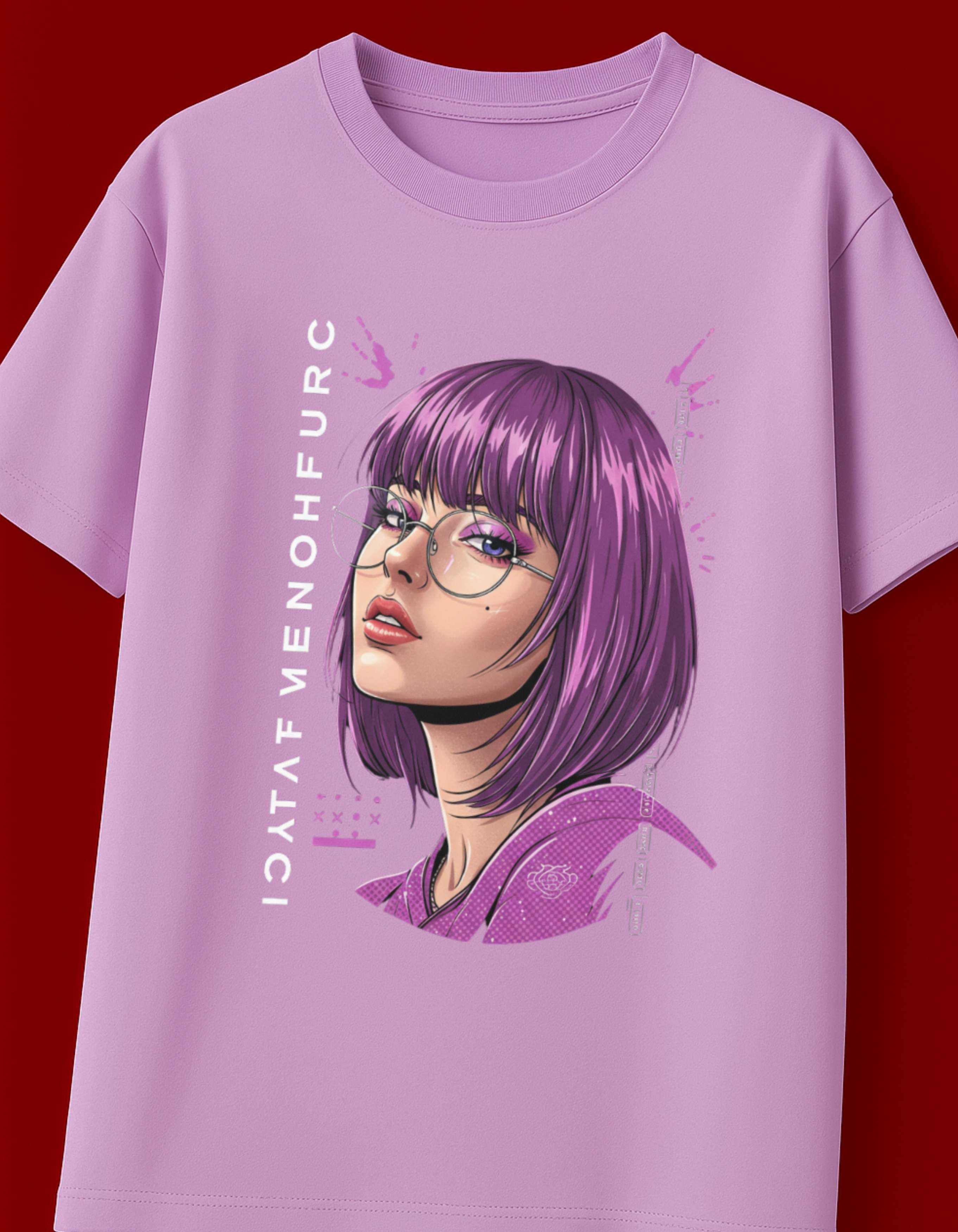 Purple Hair Portrait Oversized T-Shirt