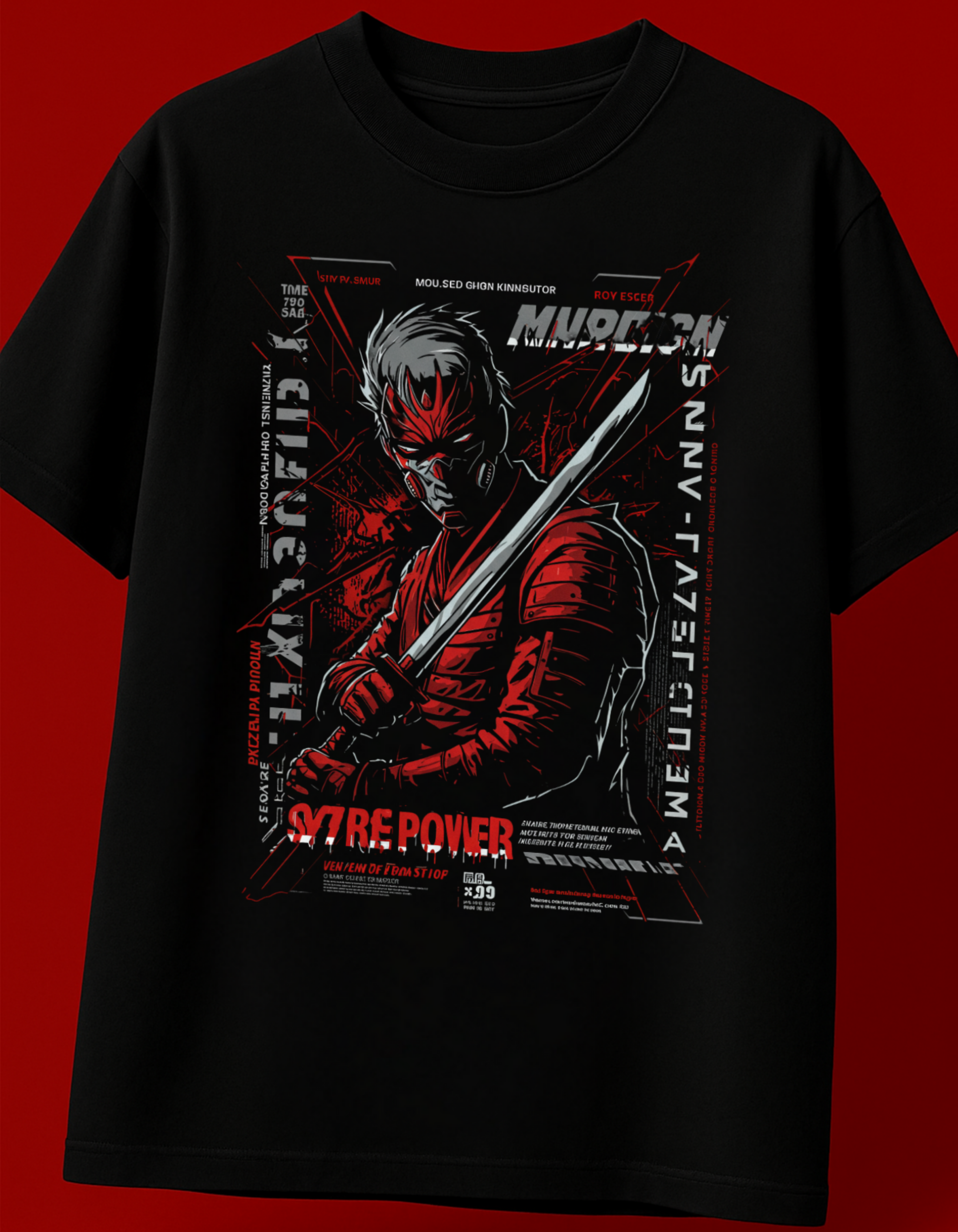 Oversized Samurai Graphic T-Shirt