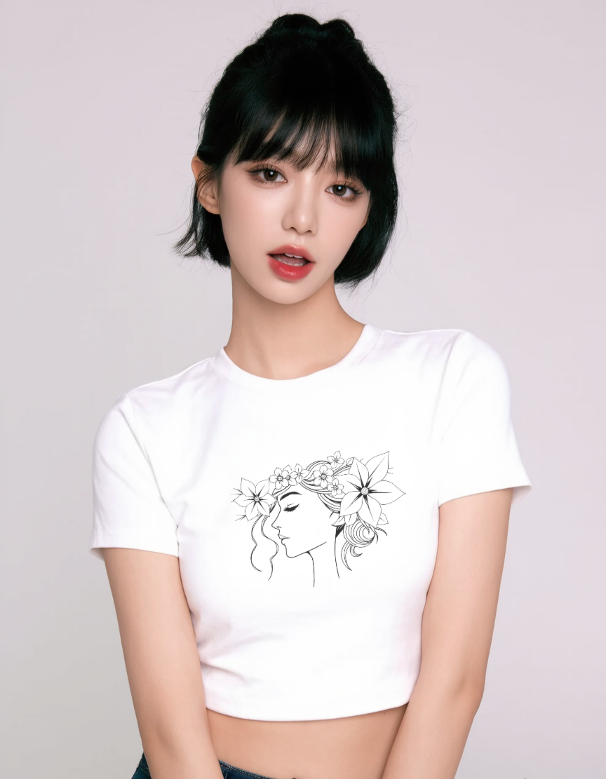 Floral Girl Graphic Crop Top