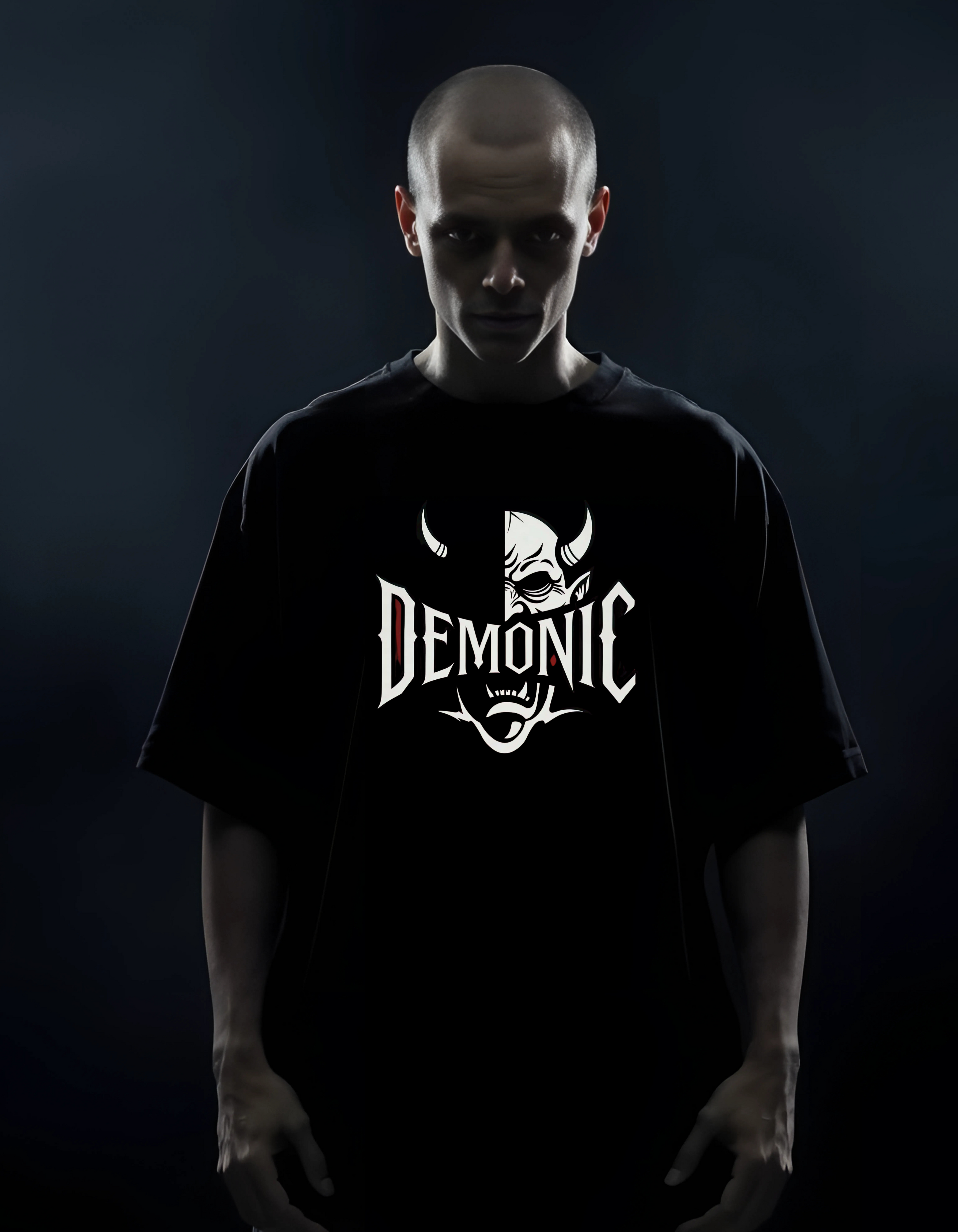 Demonic Silver Vinyl Oversized T-Shirt