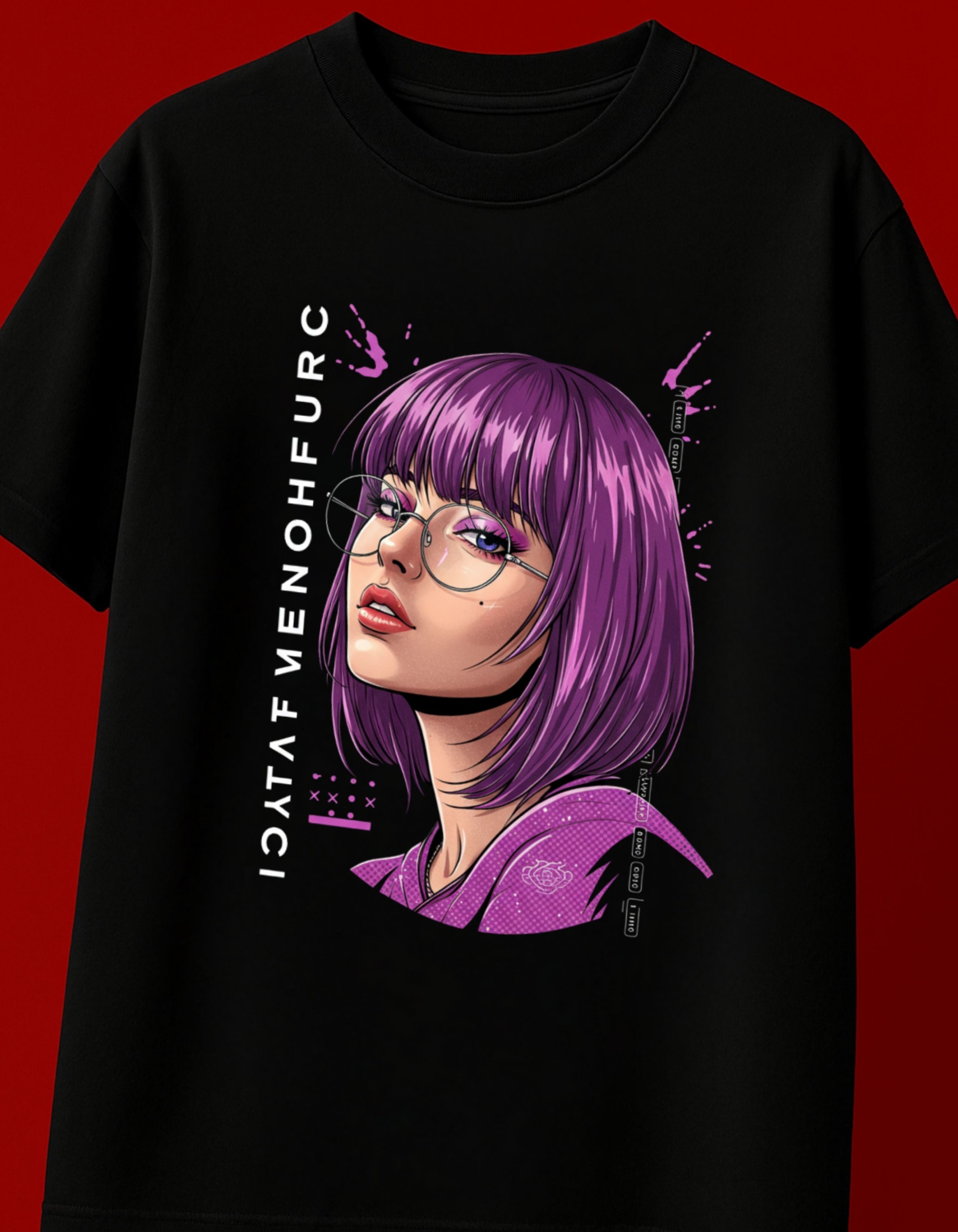 Purple Hair Portrait Oversized T-Shirt