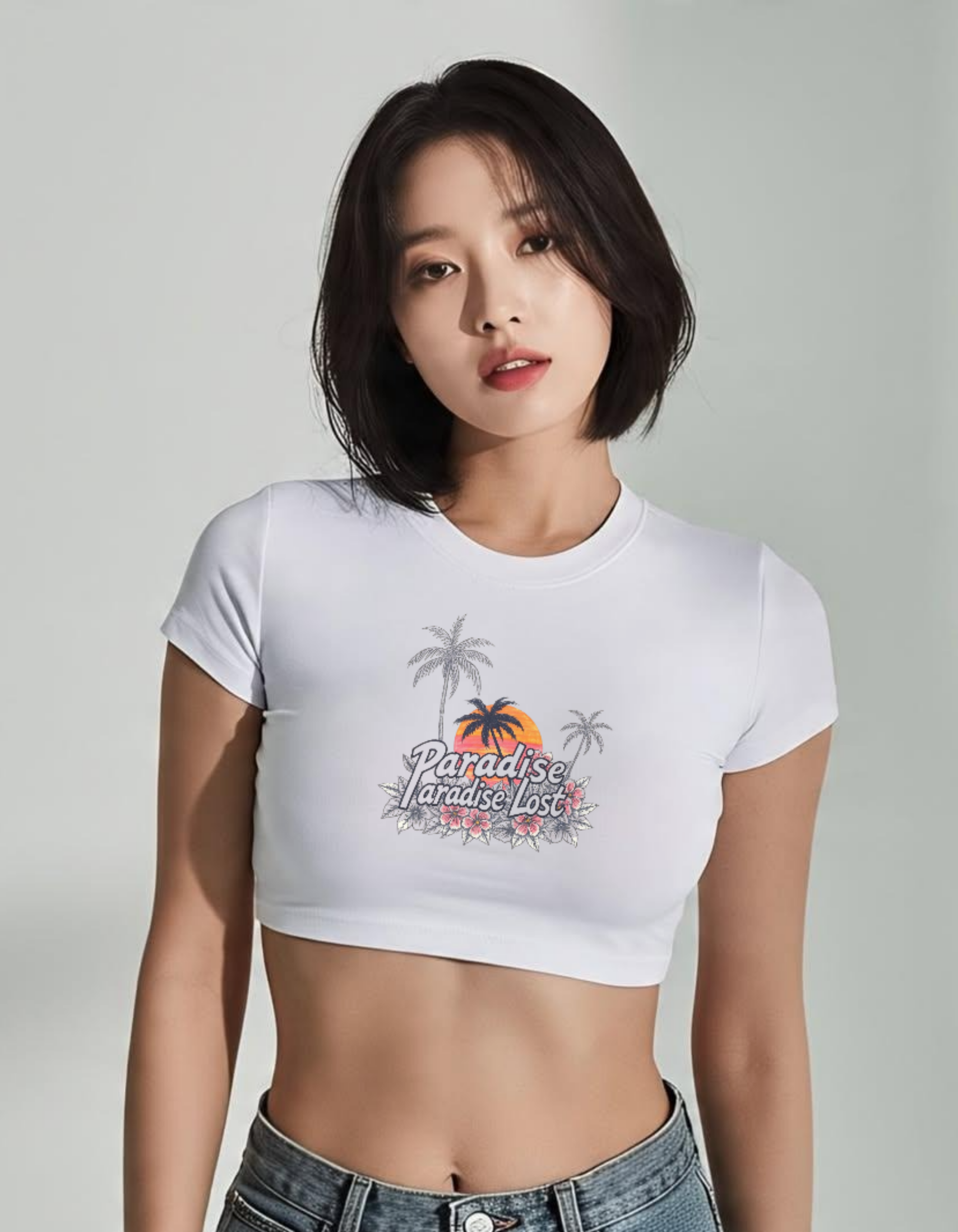 Paradise Lost Graphic White Crop Top