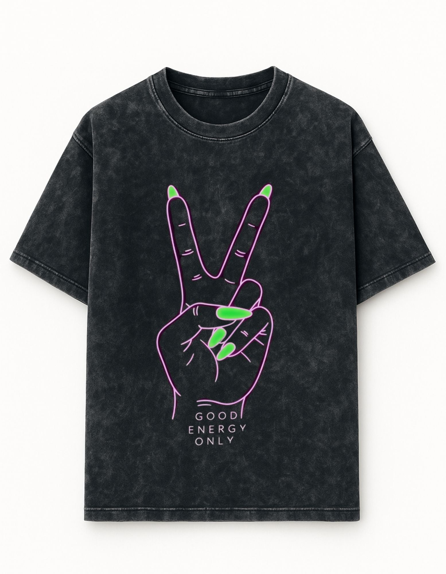 Good Energy Only Acid Wash Oversized Tee