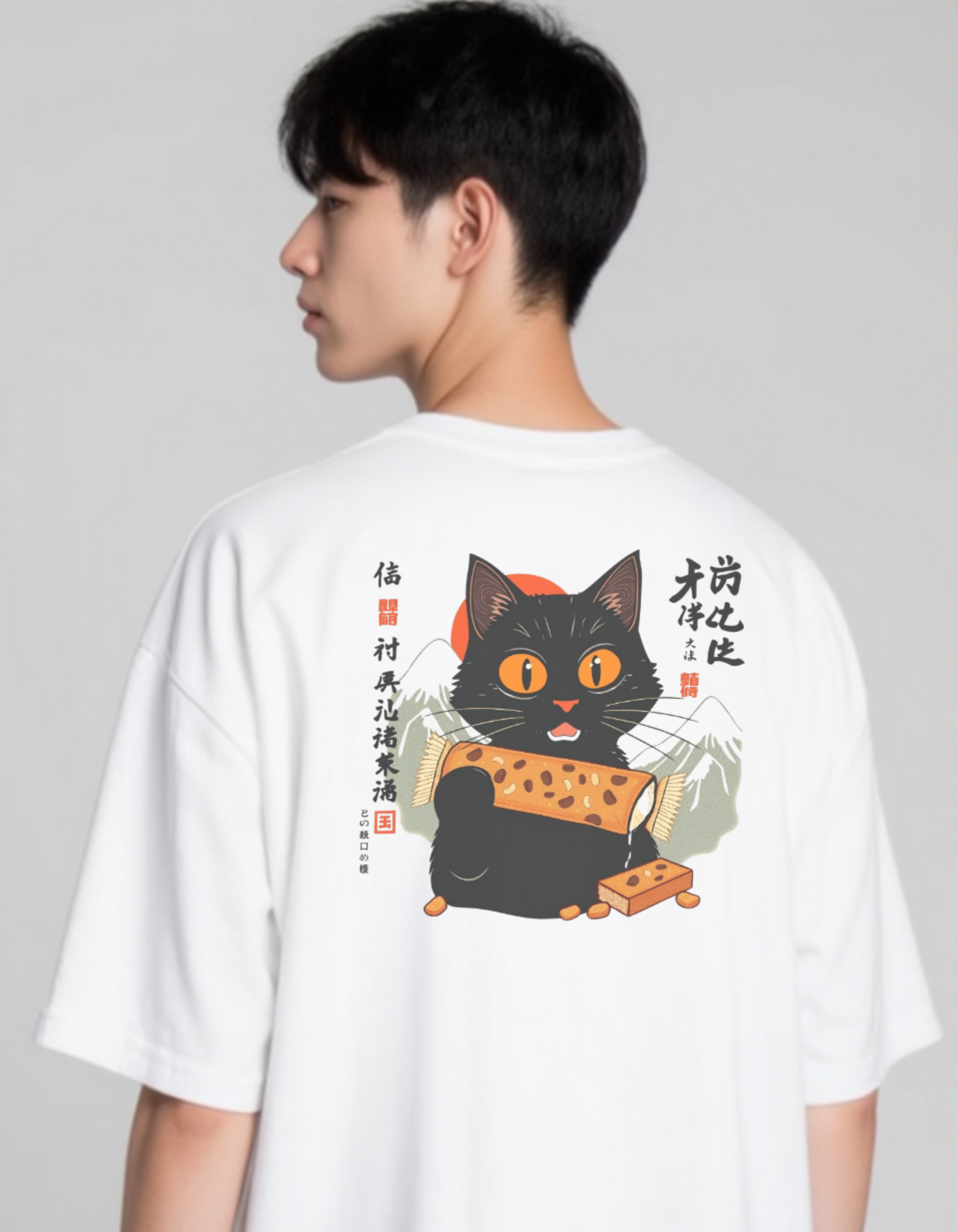 Black Cat Graphic Oversized T-Shirt