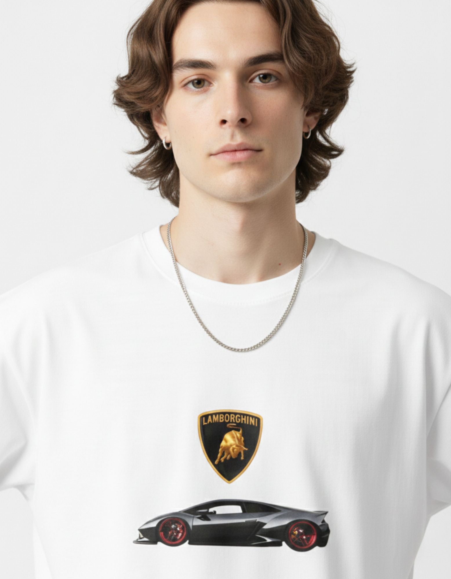 Terry Oversized T-Shirt with Lamborghini Print