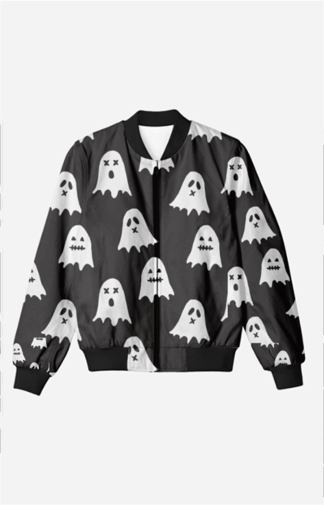 Ghost Printed Bomber Jacket