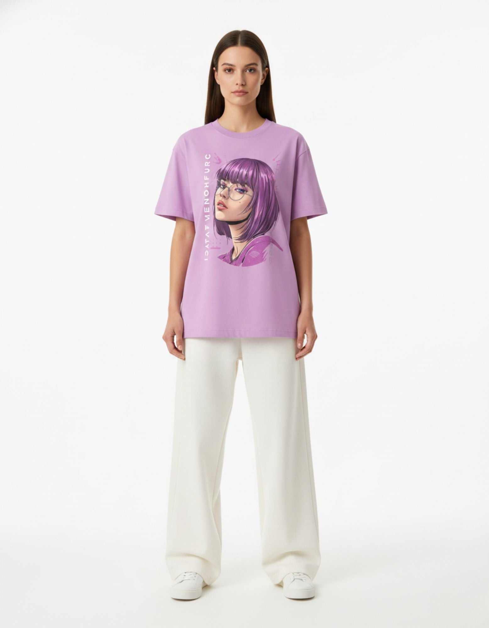 Purple Hair Portrait Oversized T-Shirt