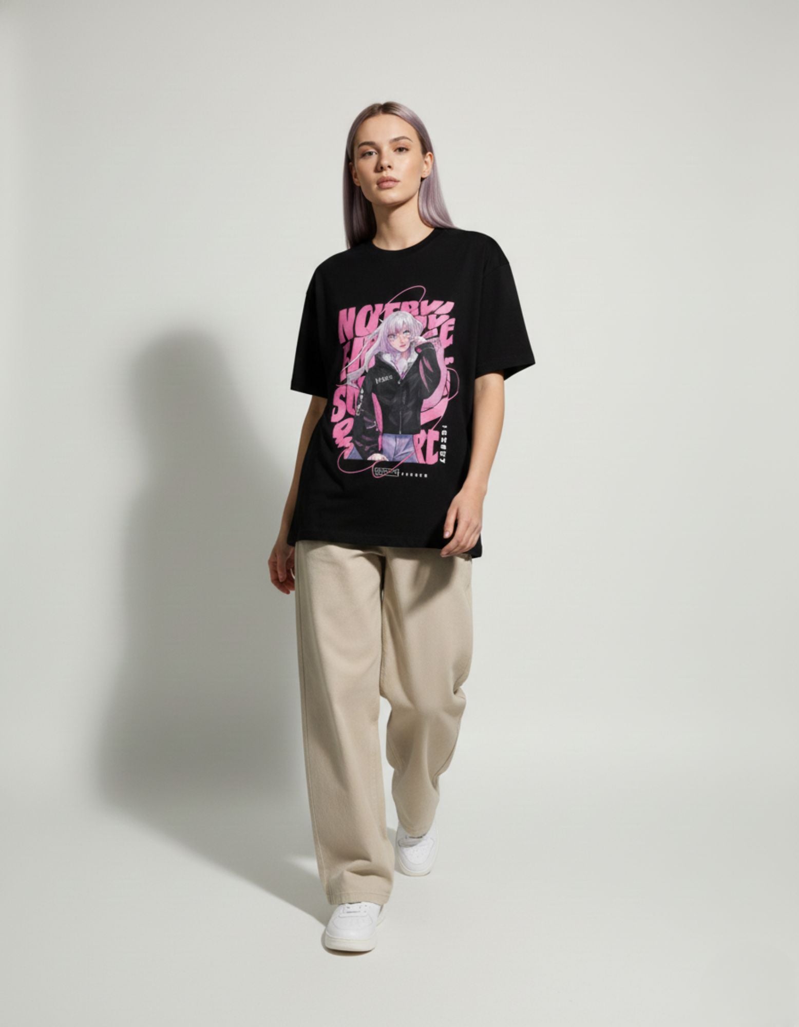 Oversized Anime Print T-Shirt