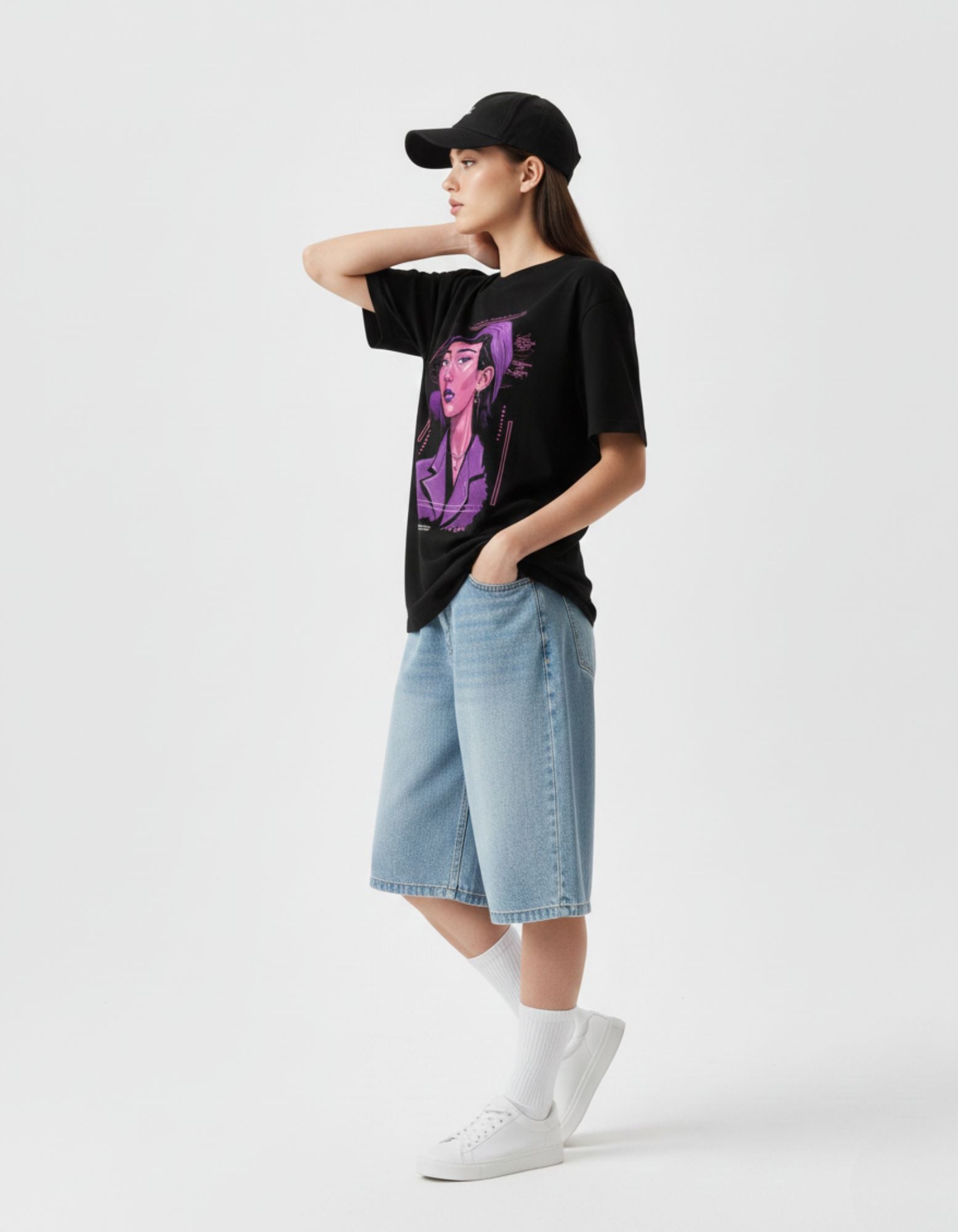 Cyber Noir Graphic Oversized T-Shirt