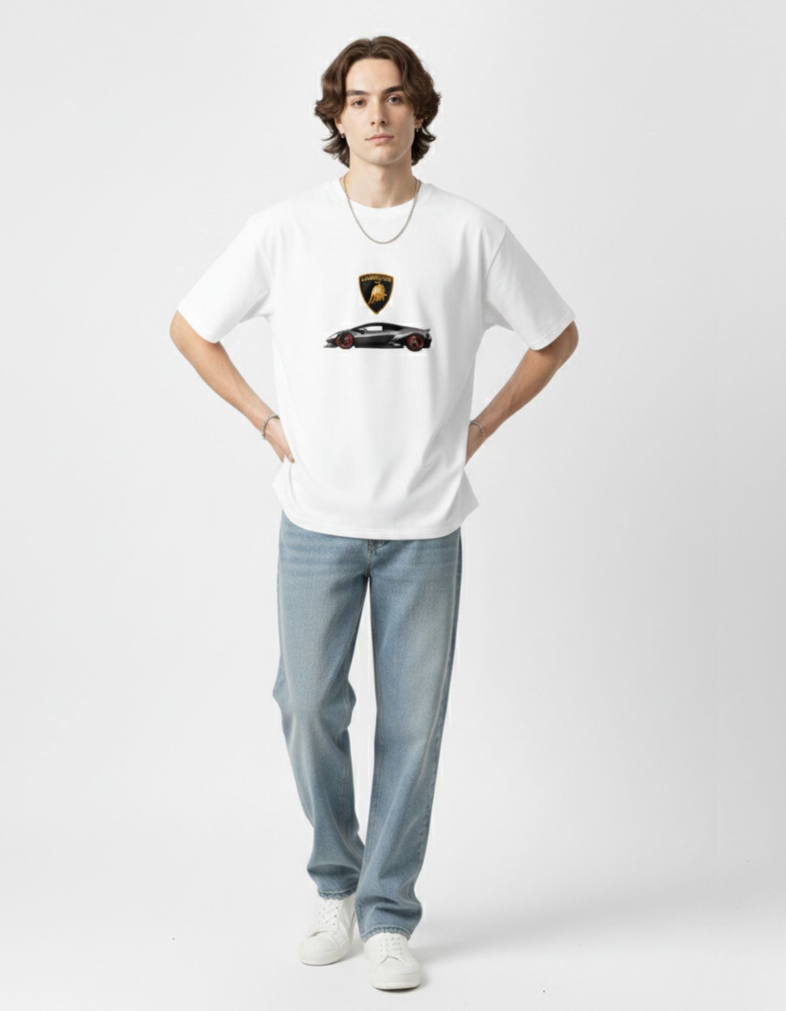 Terry Oversized T-Shirt with Lamborghini Print
