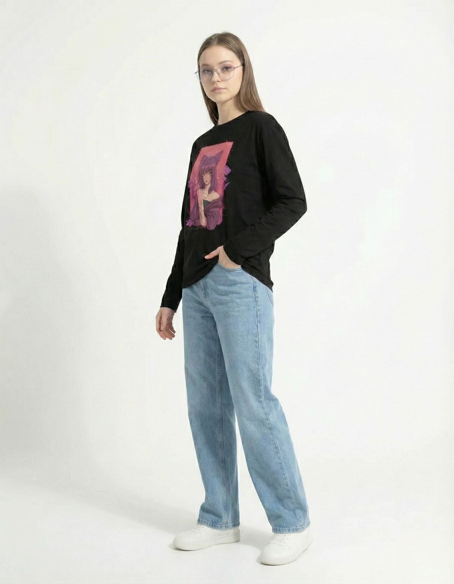 Midnight Neko Full Sleeve T-Shirt