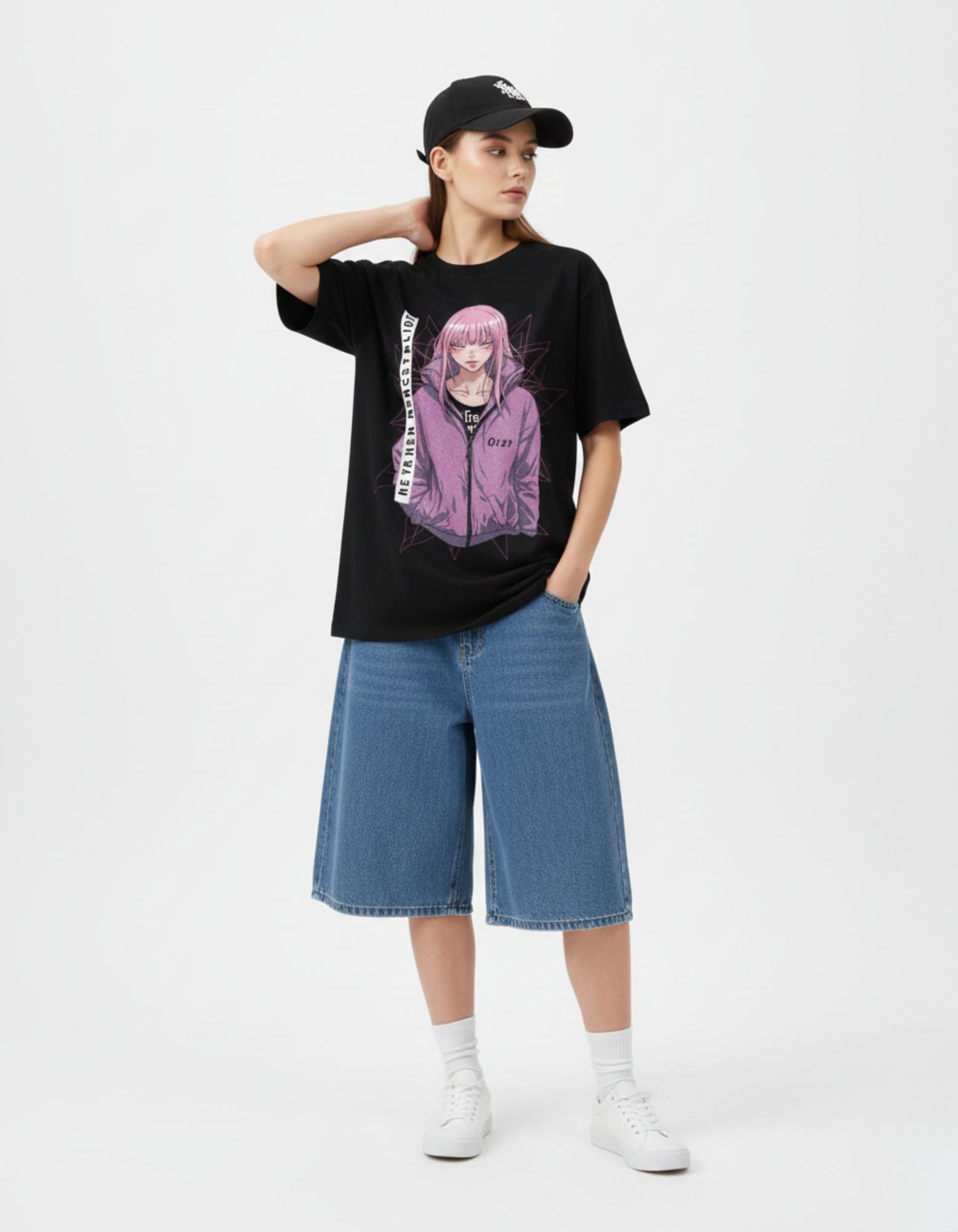 Neo Tokyo Pink Girl Oversized T-Shirt