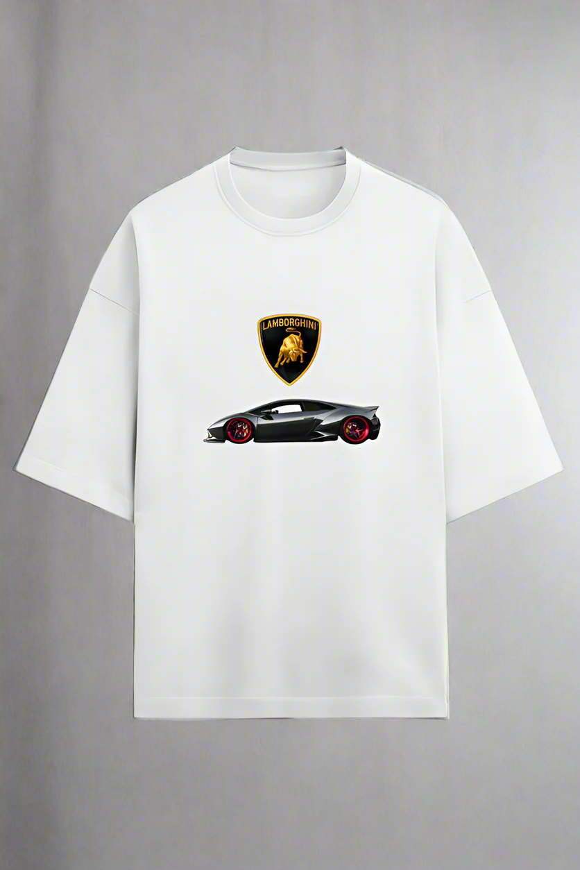Terry Oversized T-Shirt with Lamborghini Print