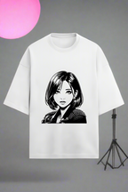 Terry Oversized T-Shirt with Woman Print – Chic Style