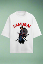 Terry Oversized T-Shirt with Samurai Print – Fierce & Powerful Design
