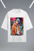 Terry Oversized T-Shirt with Anime Character Print – Express Your Fandom
