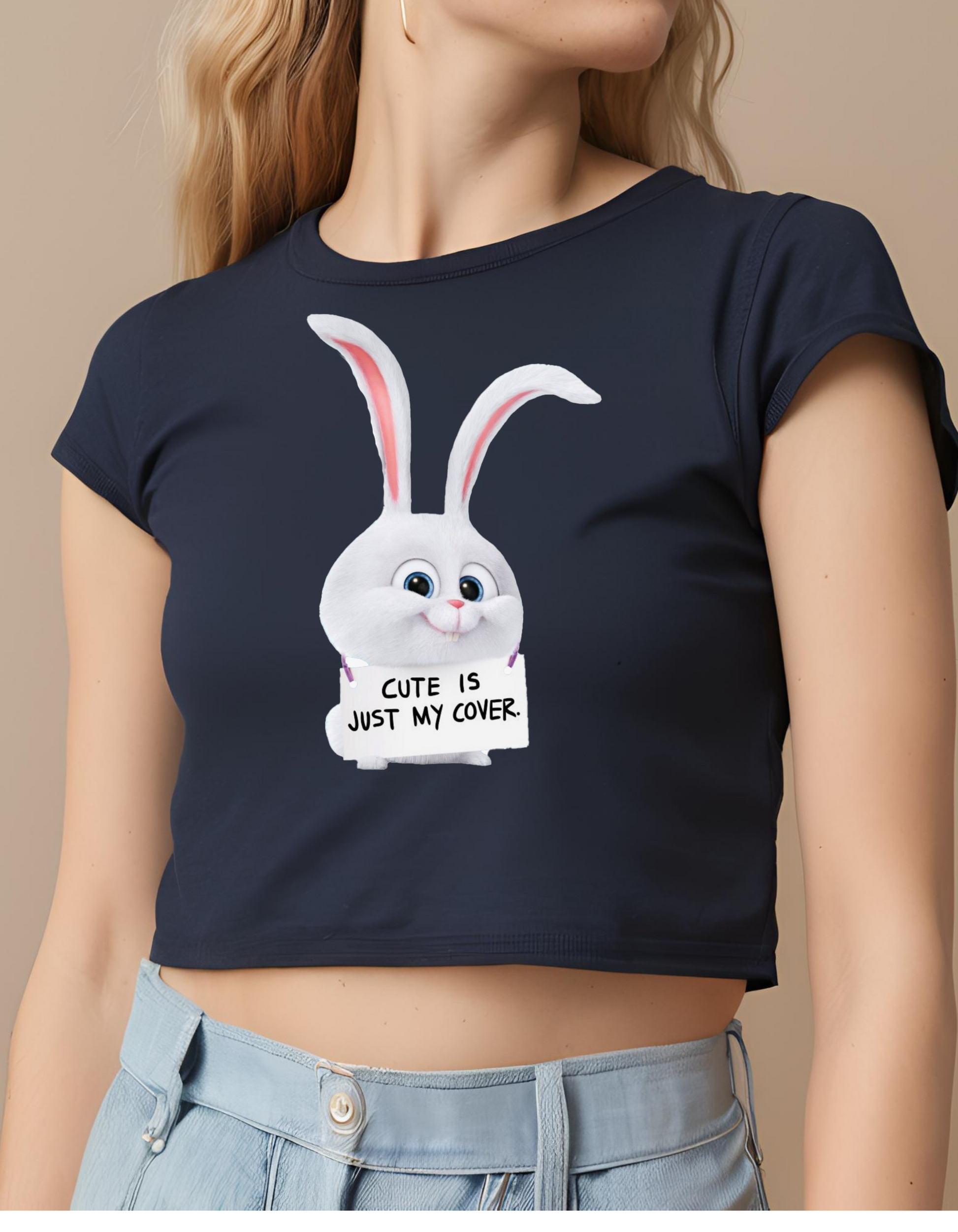 Cute Is Just My Cover Bunny Crop Tank