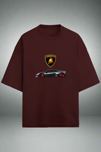 Terry Oversized T-Shirt with Lamborghini Print