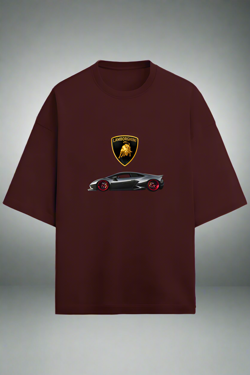 Terry Oversized T-Shirt with Lamborghini Print