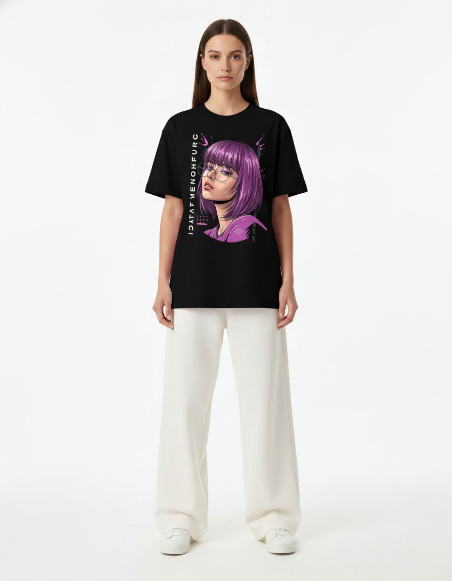 Purple Hair Portrait Oversized T-Shirt