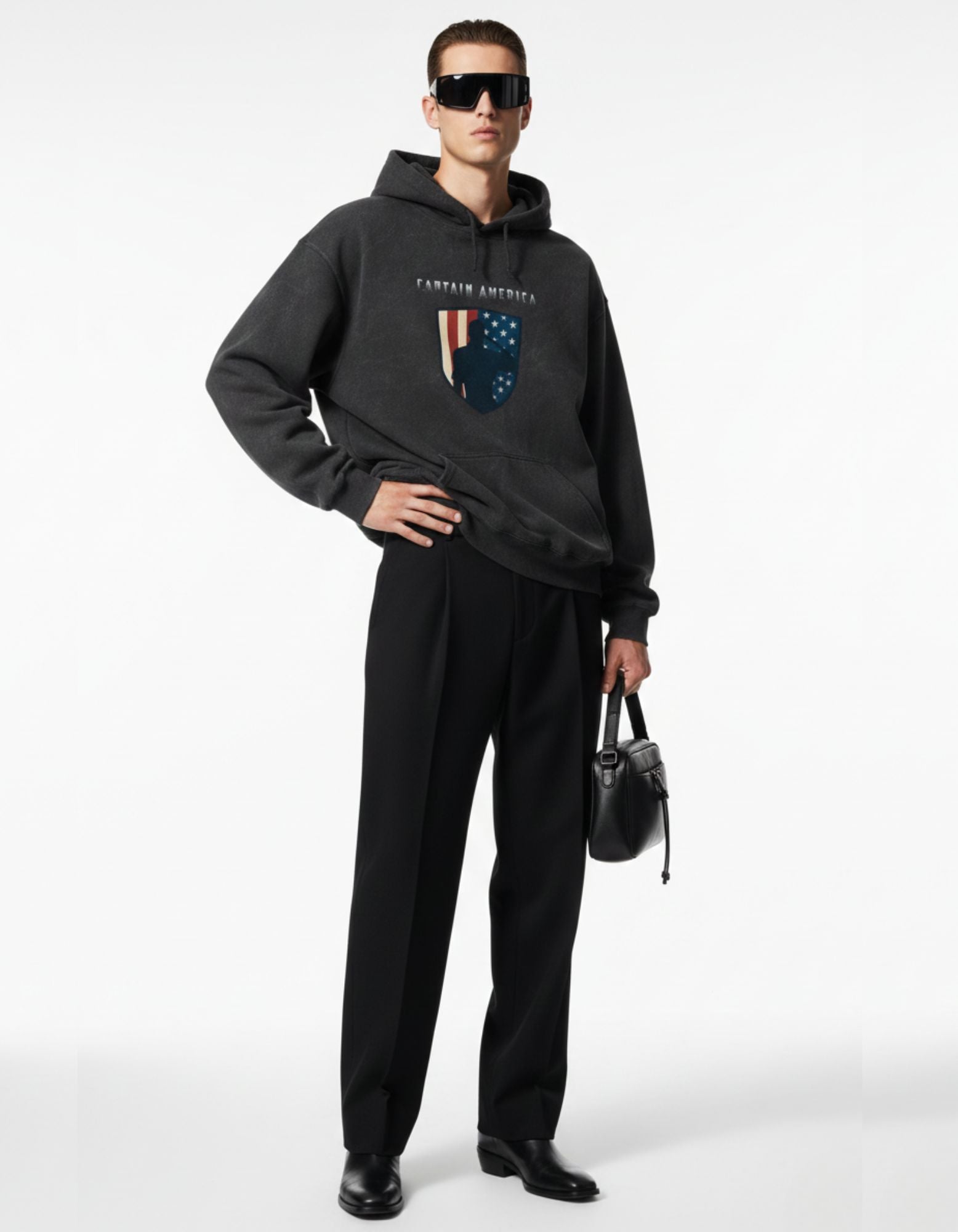 Acid Wash Hooded Sweatshirt