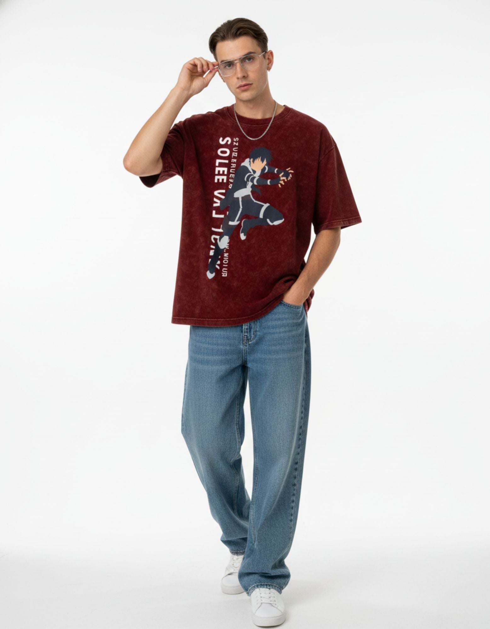 Anime Warrior Acid Wash Oversized Tee