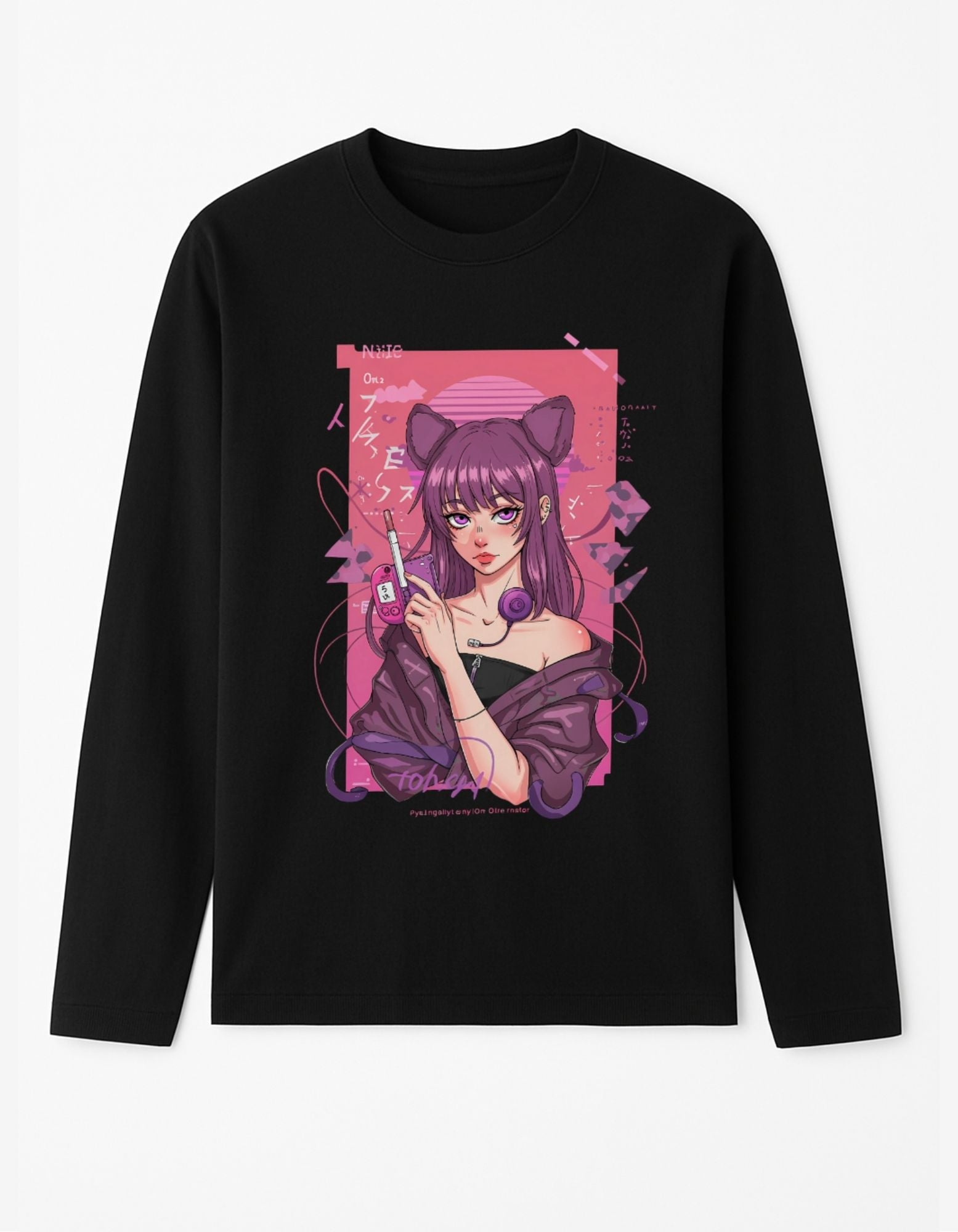 Midnight Neko Full Sleeve T-Shirt