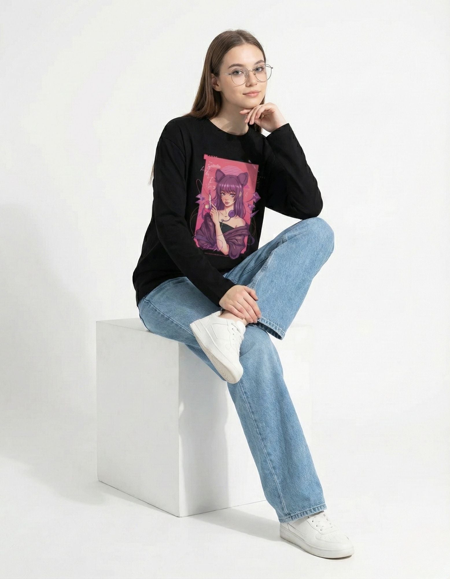 Midnight Neko Full Sleeve T-Shirt