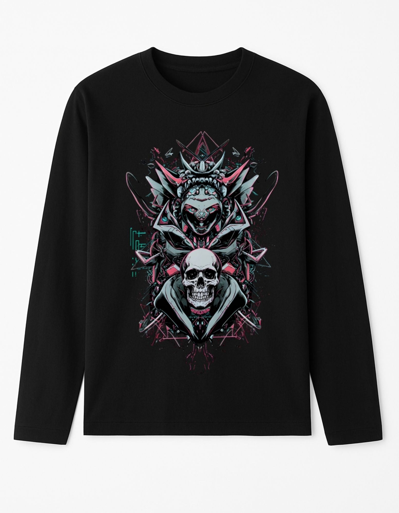 Cyber Skull Samurai Full Sleeve T-Shirt