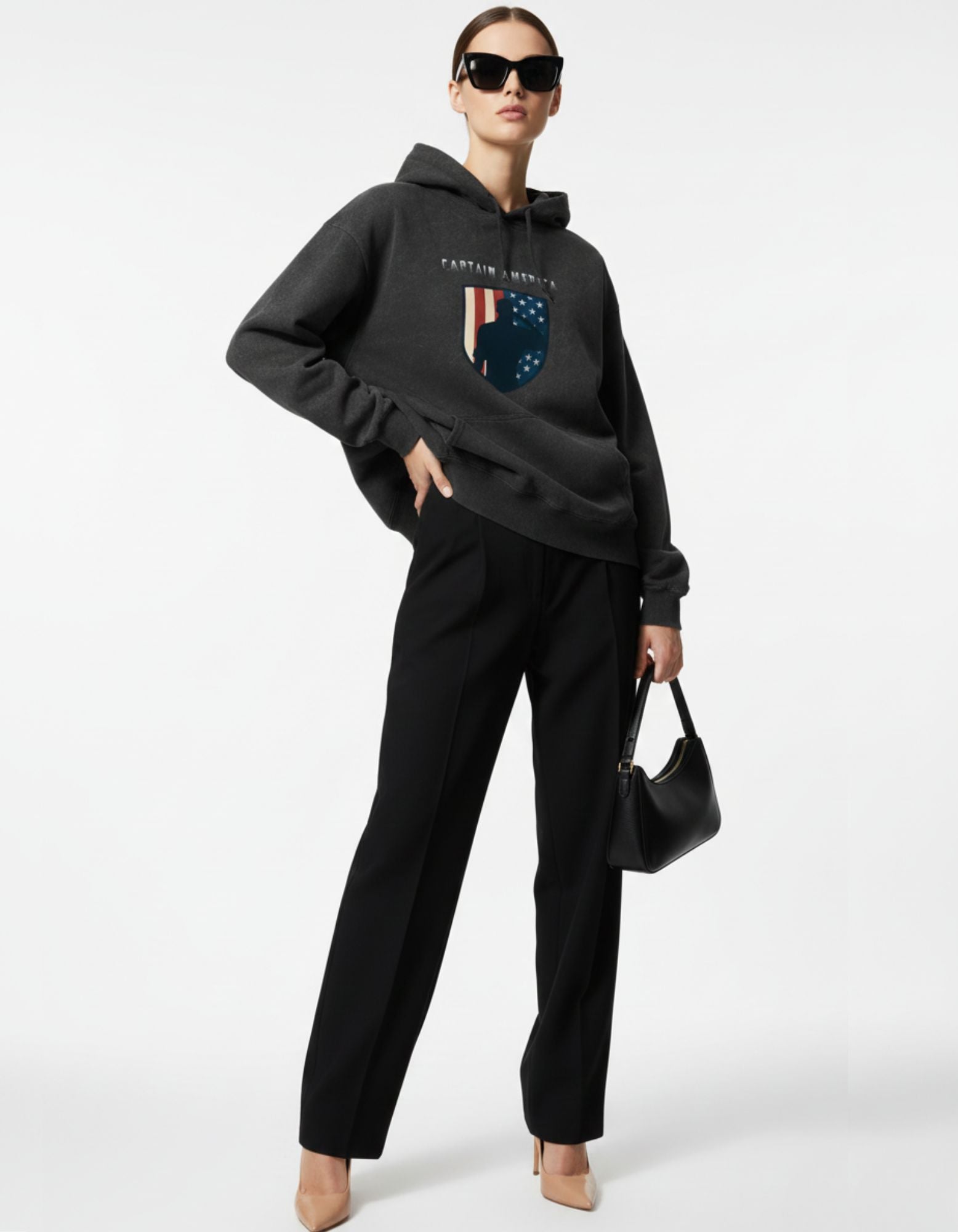 Acid Wash Hooded Sweatshirt