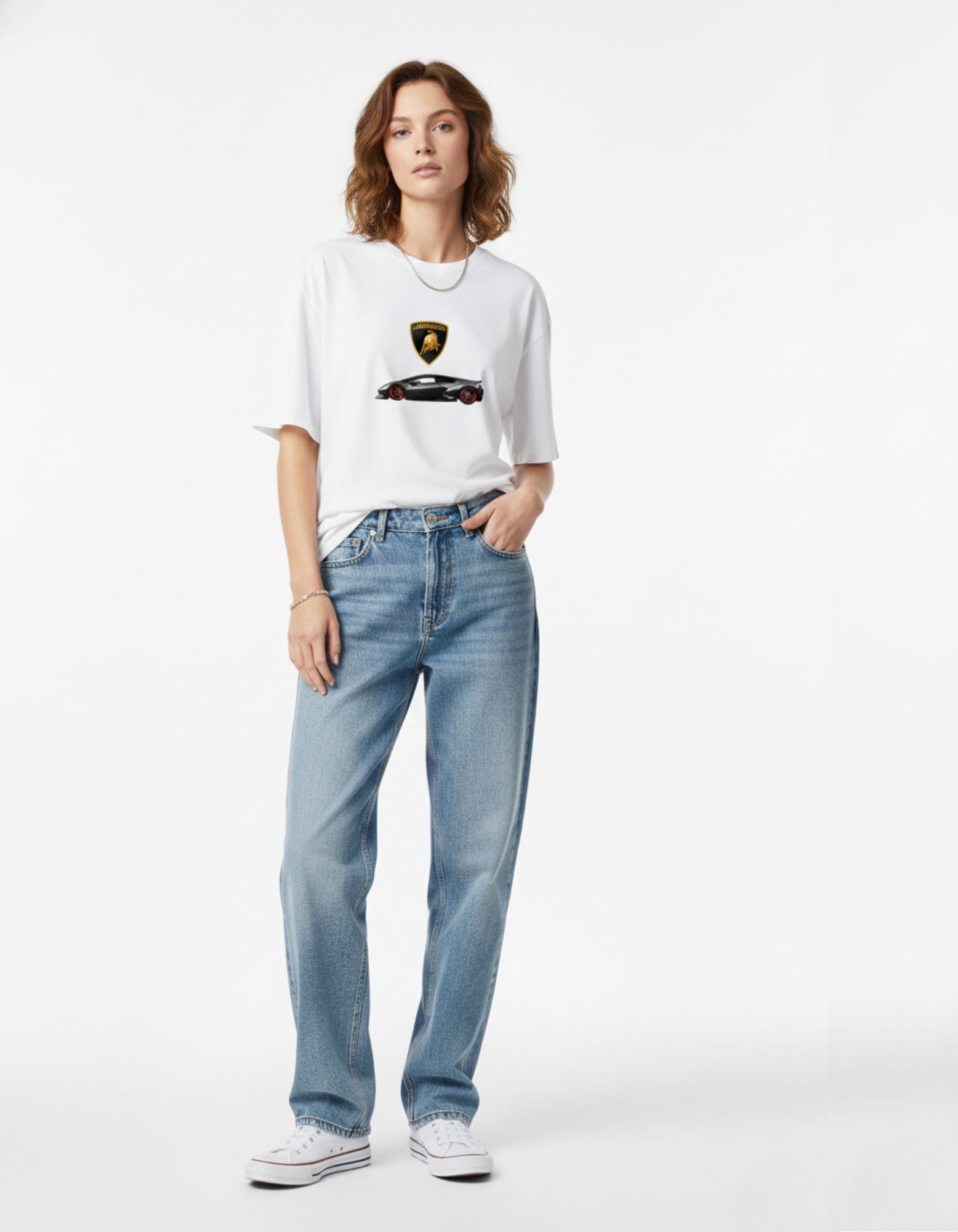 Terry Oversized T-Shirt with Lamborghini Print