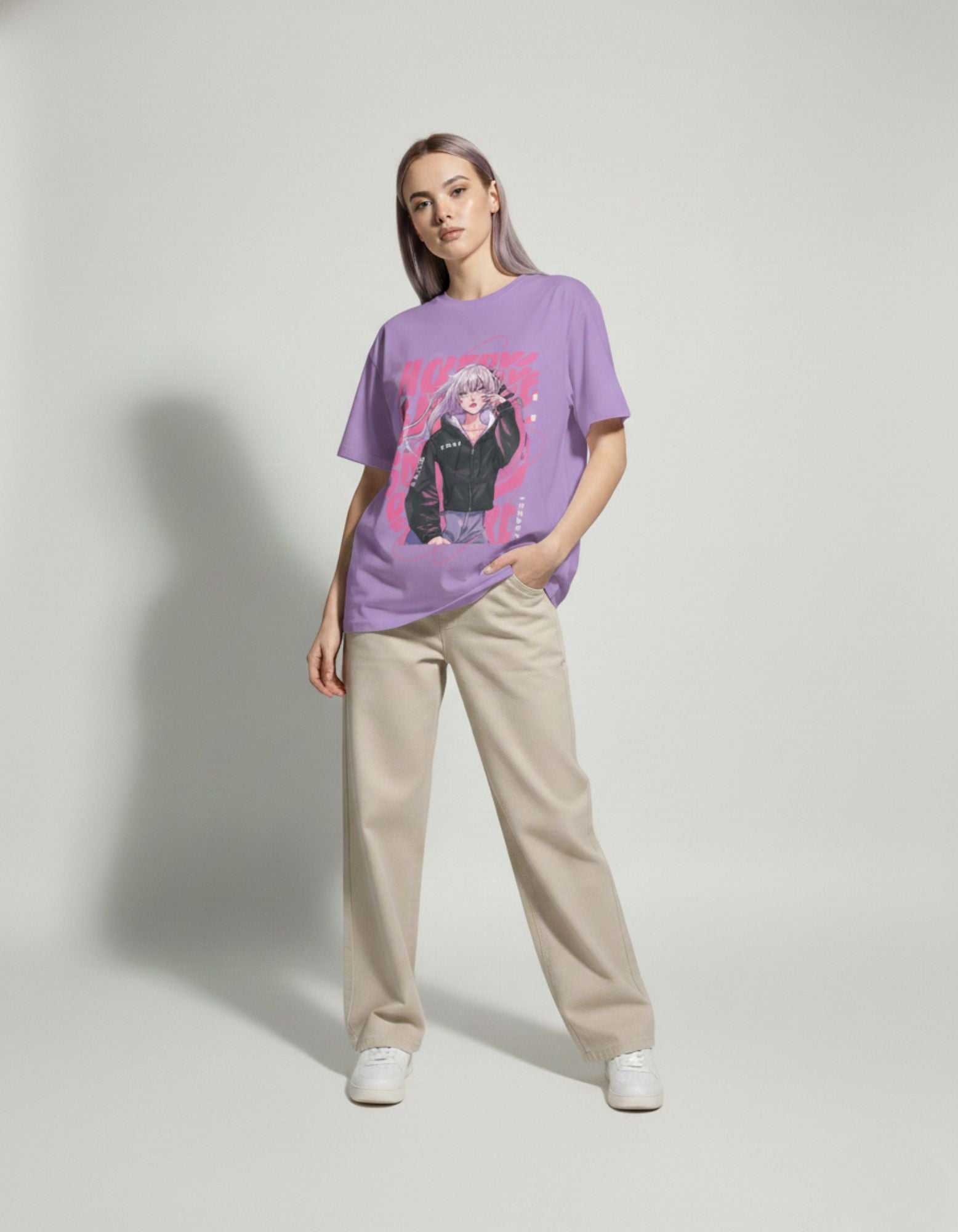 Oversized Anime Print T-Shirt