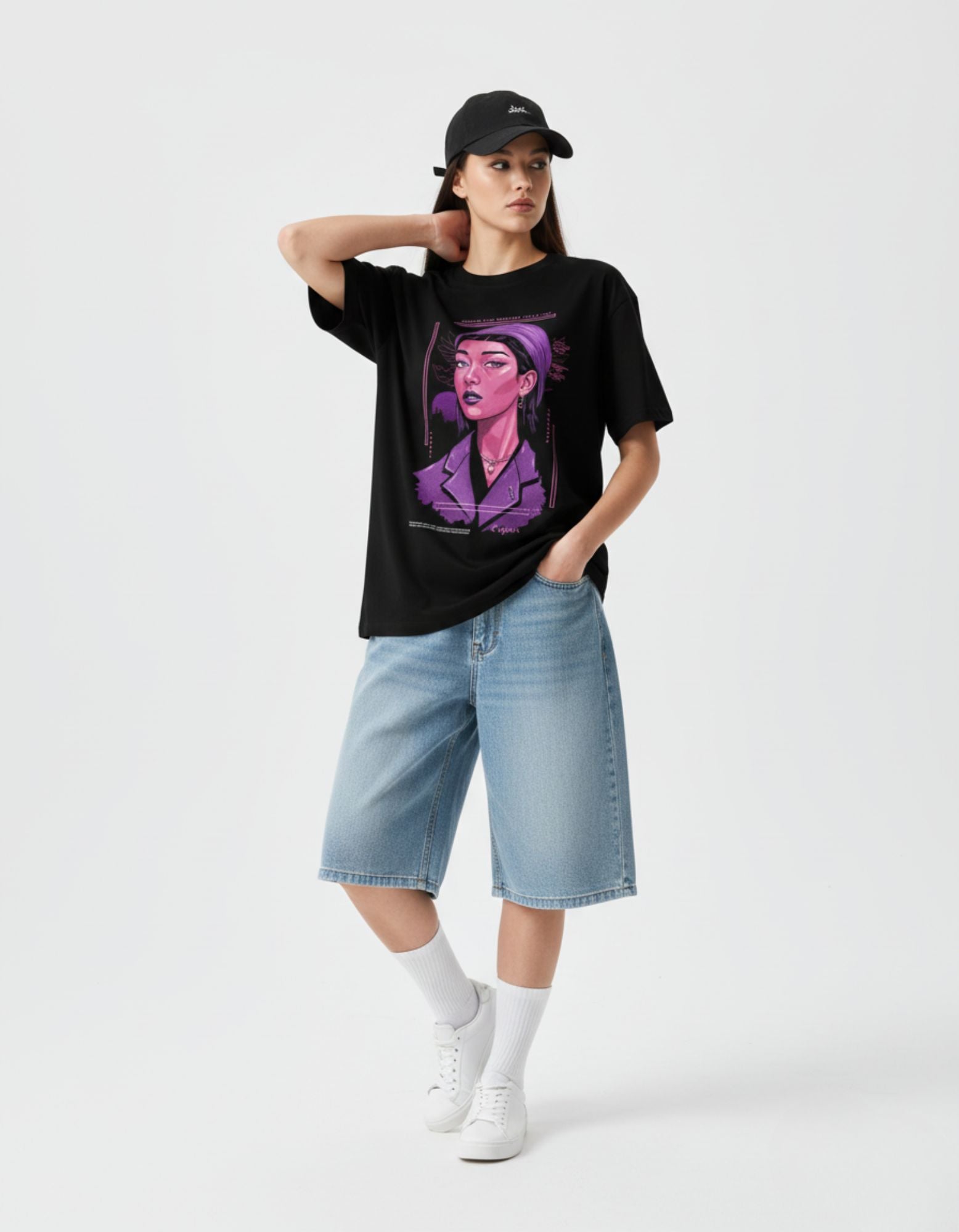 Cyber Noir Graphic Oversized T-Shirt