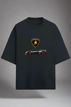 Terry Oversized T-Shirt with Lamborghini Print