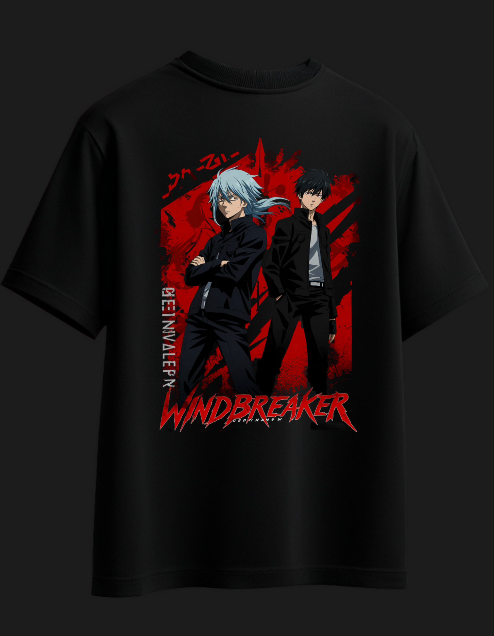 Wind Breaker Black Oversized Tee