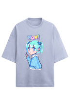 Terry Oversized T-Shirt with Girl Print and "WOW" Design – Make a Statement