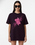 Pink Double Face Graphic Oversized T-Shirt
