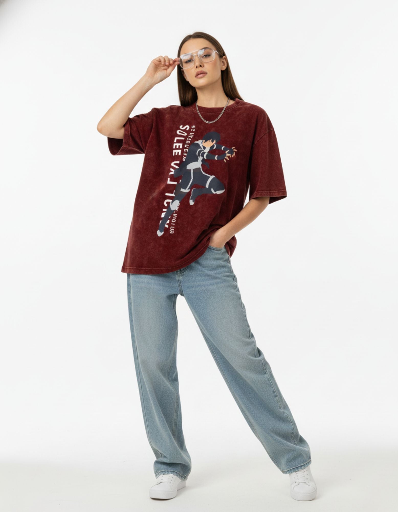 Anime Warrior Acid Wash Oversized Tee