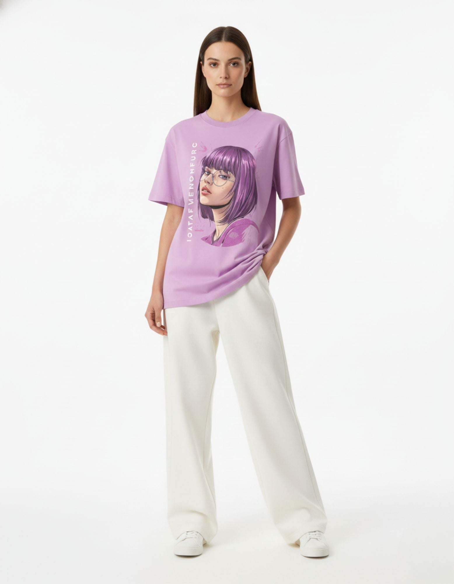 Purple Hair Portrait Oversized T-Shirt