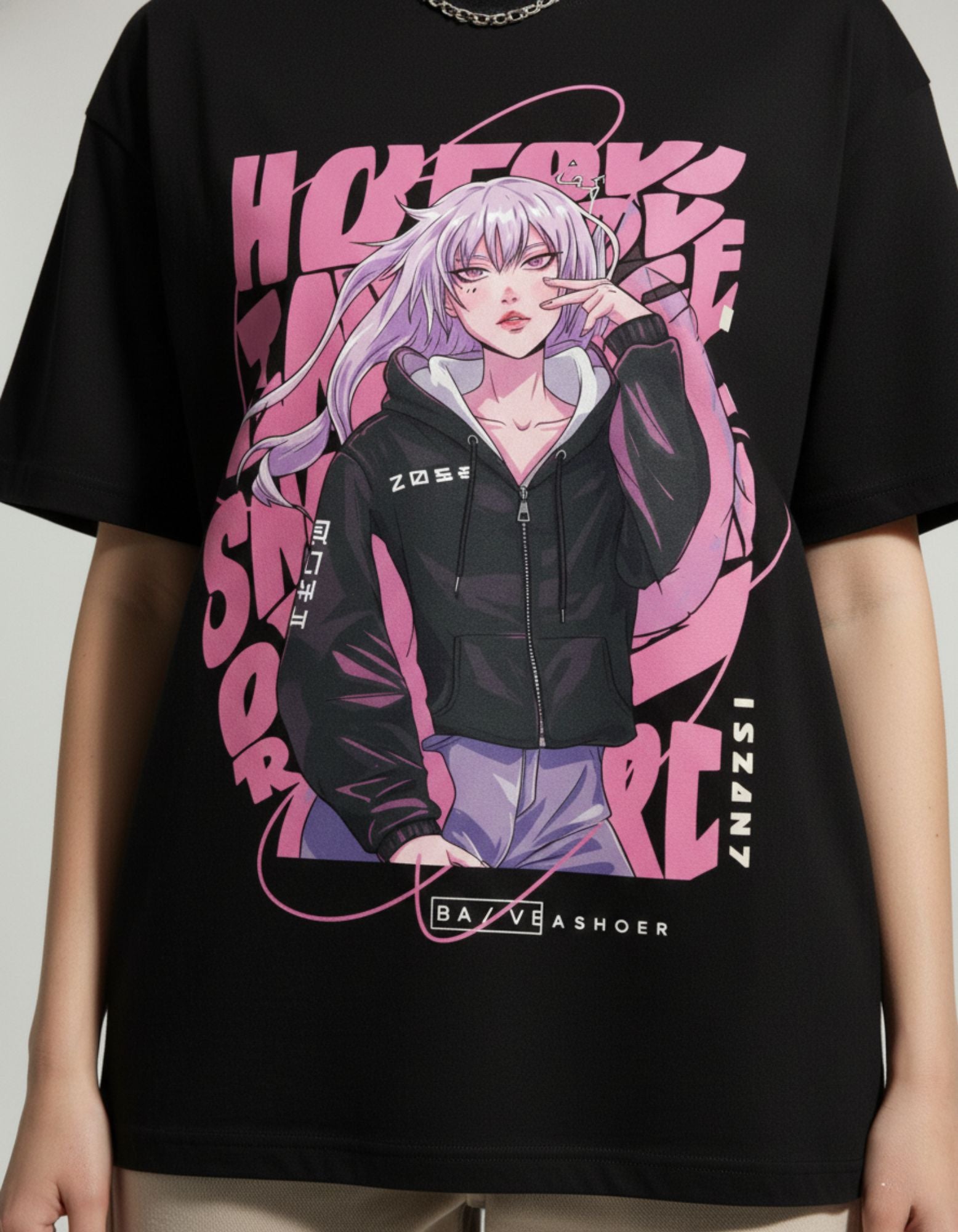 Oversized Anime Print T-Shirt