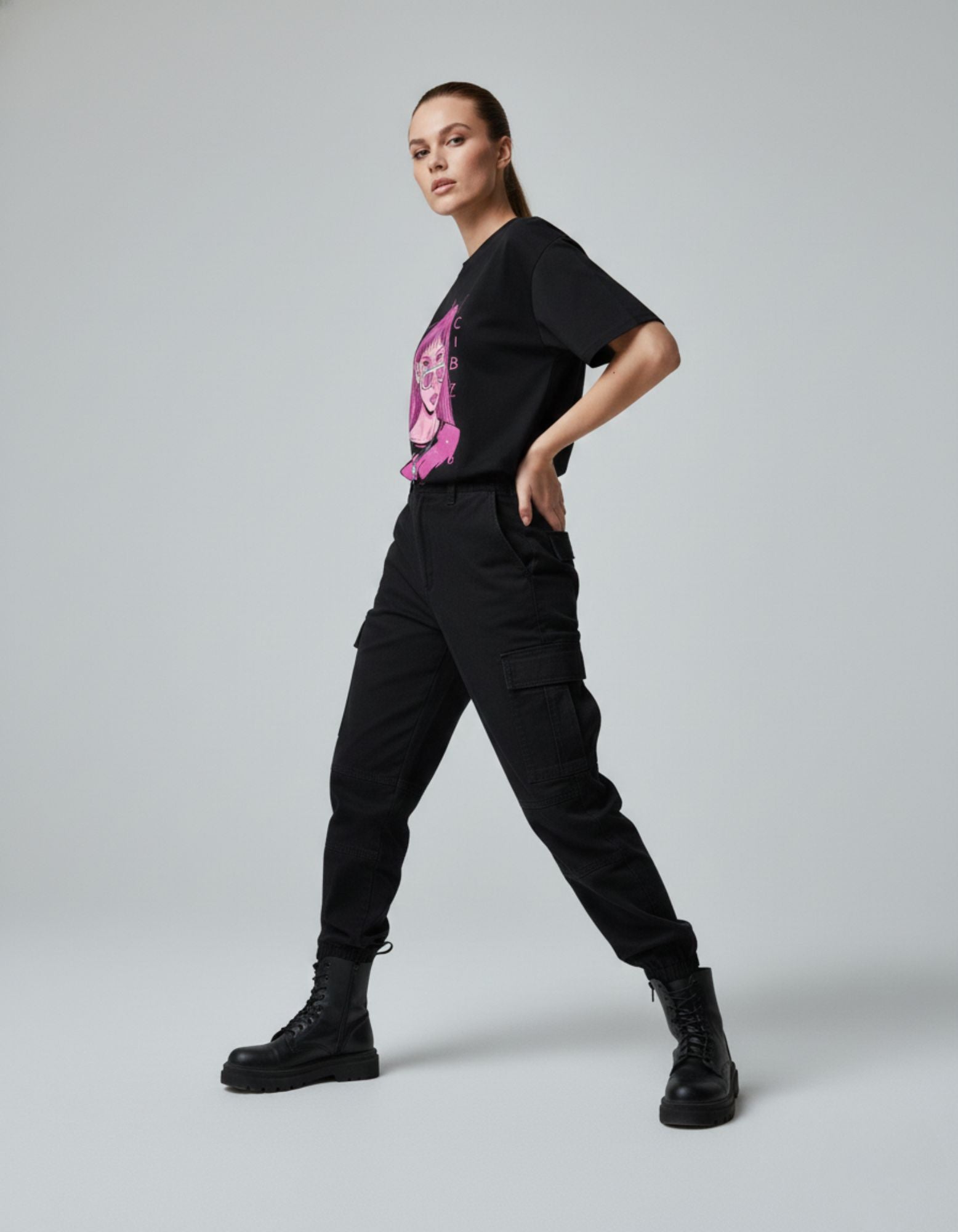 Cyber Girl Graphic Oversized T-Shirt