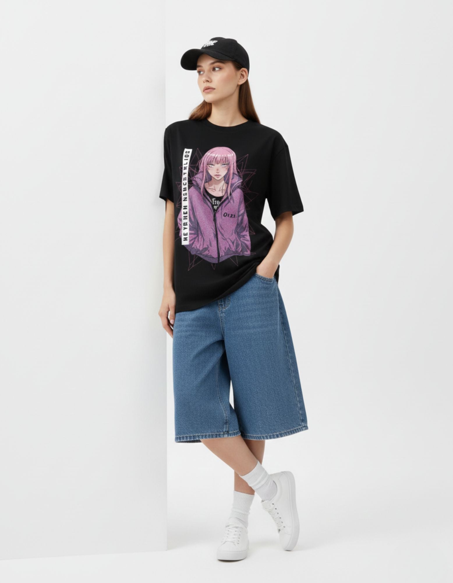 Neo Tokyo Pink Girl Oversized T-Shirt