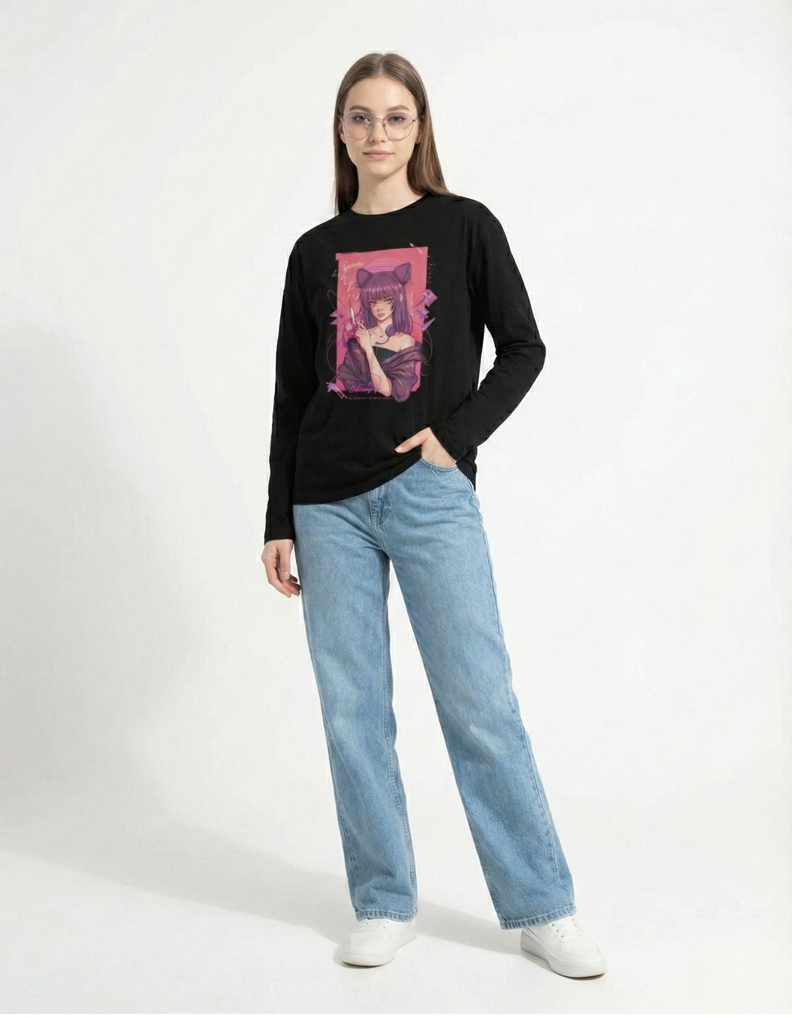 Midnight Neko Full Sleeve T-Shirt
