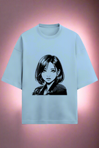 Terry Oversized T-Shirt with Woman Print – Chic Style