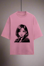 Terry Oversized T-Shirt with Woman Print – Chic Style