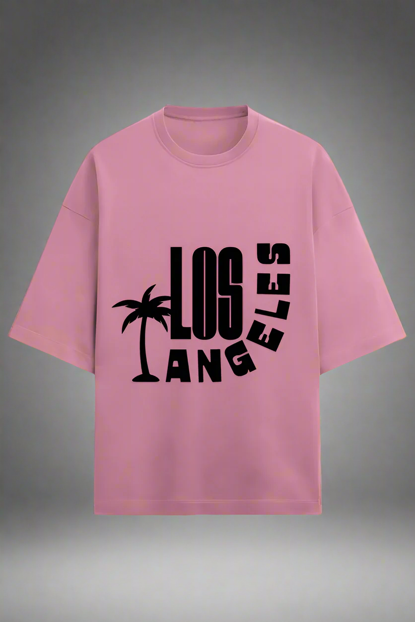 Terry Oversized T-Shirt with Los Angeles Print – Bold City Vibes